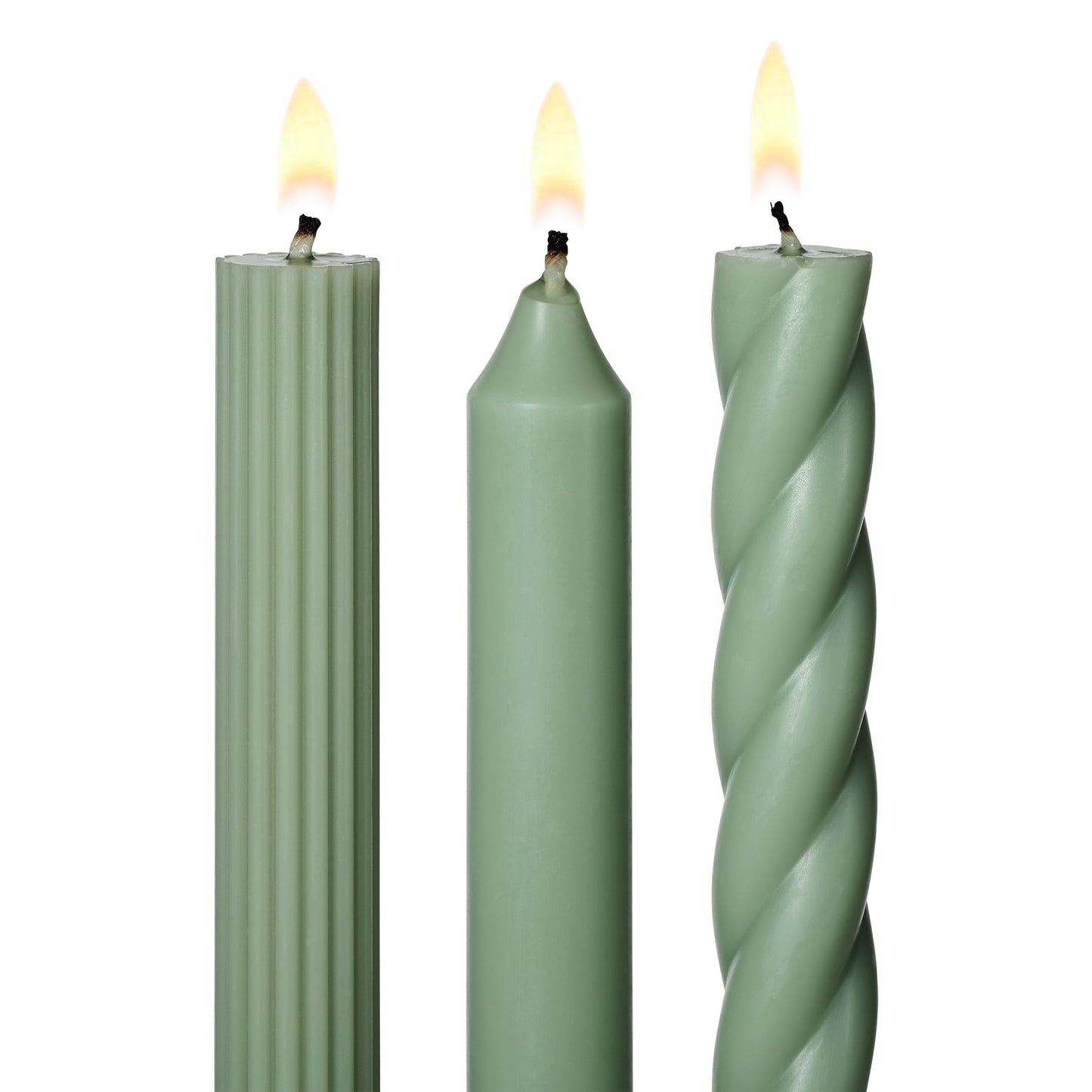 Illume Beautifully Done Unscented Assorted Candle Tapers 3-Pack, Sage Green