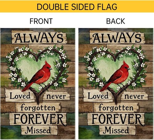 God Bless America Cardinal Garden Flag - Double-Sided 12x18 Inch Burlap Decor for Spring & Memorial Day