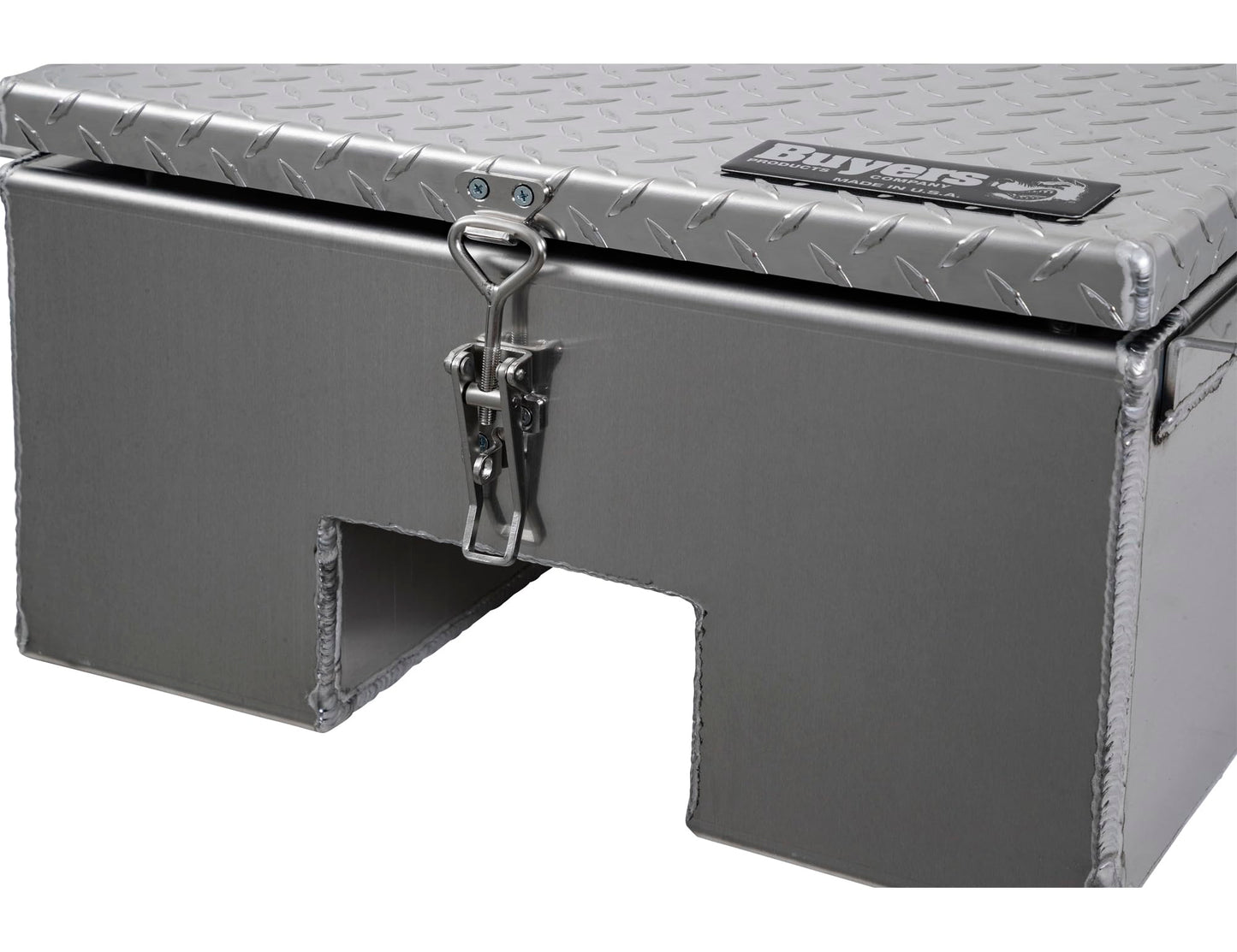 Buyers Products 1705381 Diamond Tread Aluminum In-Frame Truck Tool Box w/Notched Bottom, 12" H x 24" D x 32" W, Truck Box for Between Truck Frame Rails, Adjustable Latch, Includes Mounting Kit