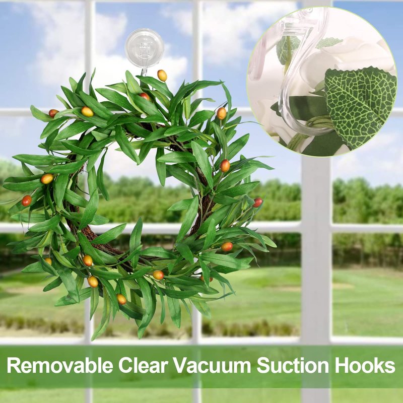 2 pack Suction Cup Wreath Hanger ,Large Clear Vacuum Heavy-Duty Reusable Wreath Hooks,use for Windows Tiles Glass Smooth Doors Mirrors to Hang Bags Coats Umbrellas kitchenware and Christmas Wreaths