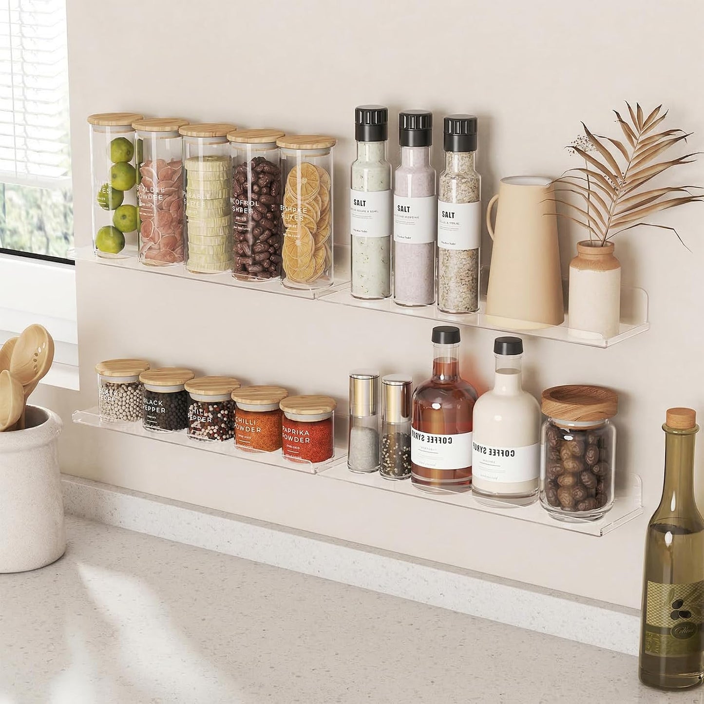Lifewit Acrylic Floating Shelves - Versatile Wall Organizer for Bathroom & Home Decor | 14" Clear, 6 Pack