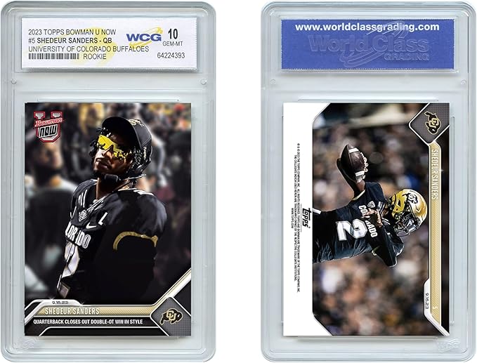 Rookie 2023 Shedeur Sanders Topps Bowman University Colorado Buffaloes QB Card #5 - Graded Gem Mint 10