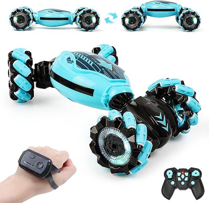 GILI Gesture Sensing RC Stunt Car - Hand Controlled Remote Control Twist Car for Boys Girls 6-12 4WD All Terrain Drift Toy 360° Flips Spring Break & Easter Birthday Gift for Kids Age 7 8 9 10 1