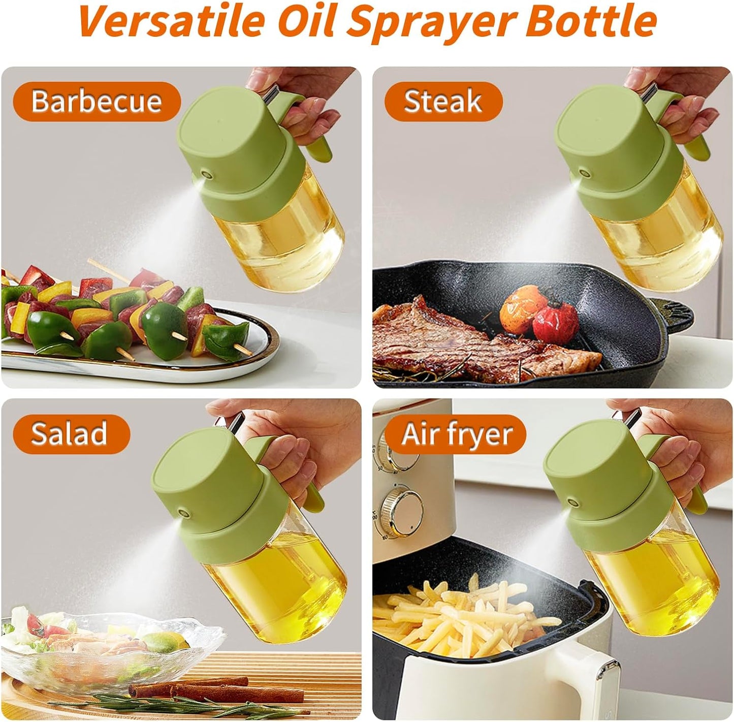 YARRAMATE Mini Oil Sprayer - 6.8 OZ Food-Grade Olive Oil Spray Bottle for Cooking & BBQ (Green)