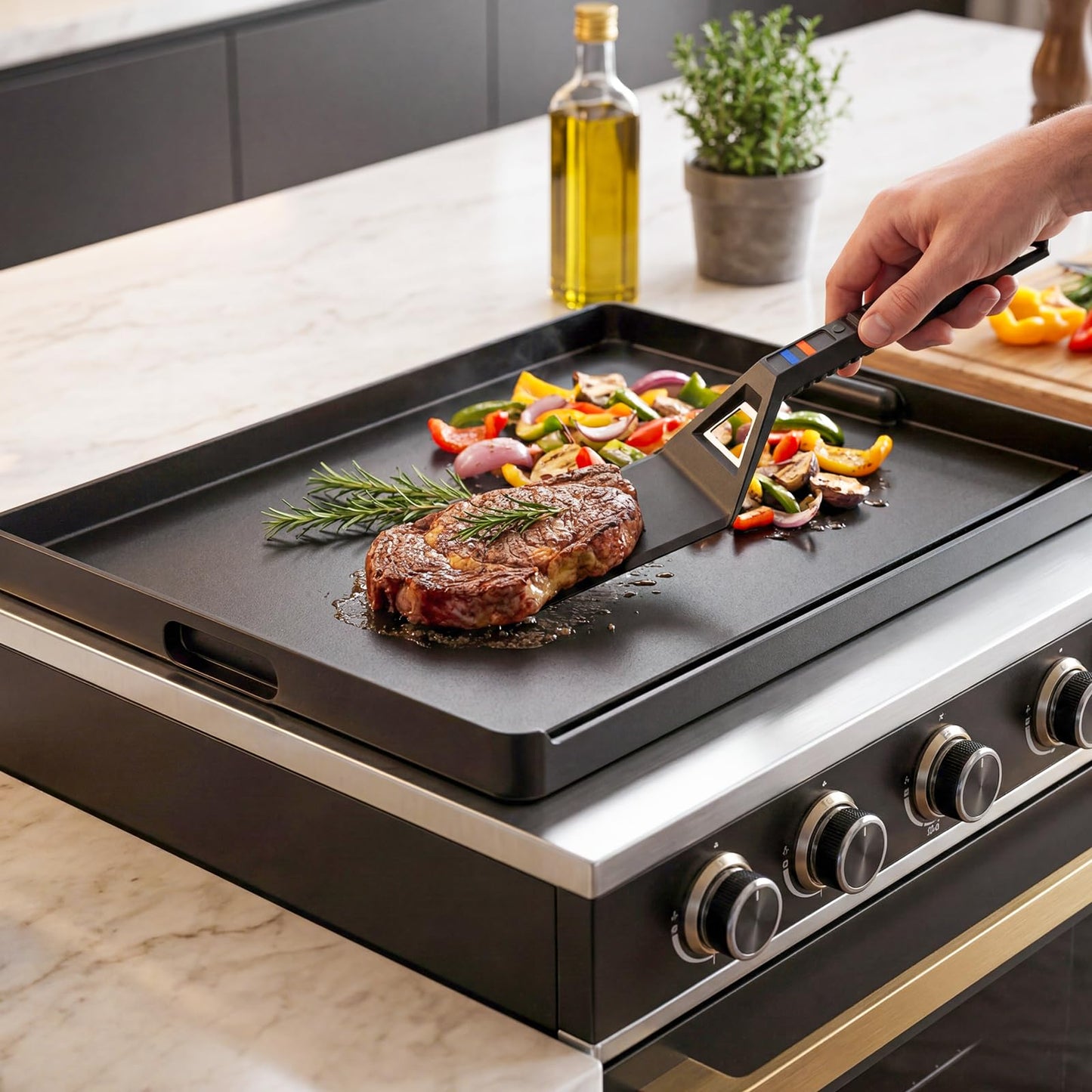 Utheer Griddle Combo Set, Cast Aluminum Flat Top Griddle with 23" x 16" Ceramic Nonstick Stove Top Griddle and Large Grill Griddle, Fast Heating Indoor Outdoor Griddle for Gas Grill, BBQ and Camping
