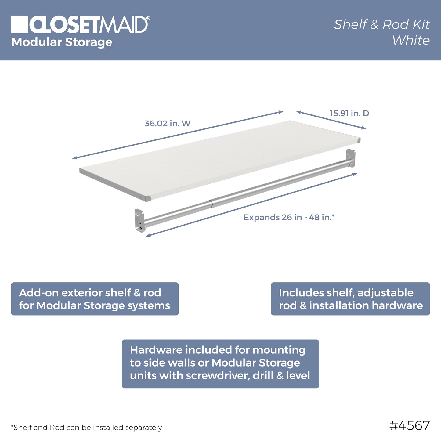 ClosetMaid Modular Storage 68.76-78.78-inch W 4-Drawer 19-Shelf Wood Closet System with Doors, White
