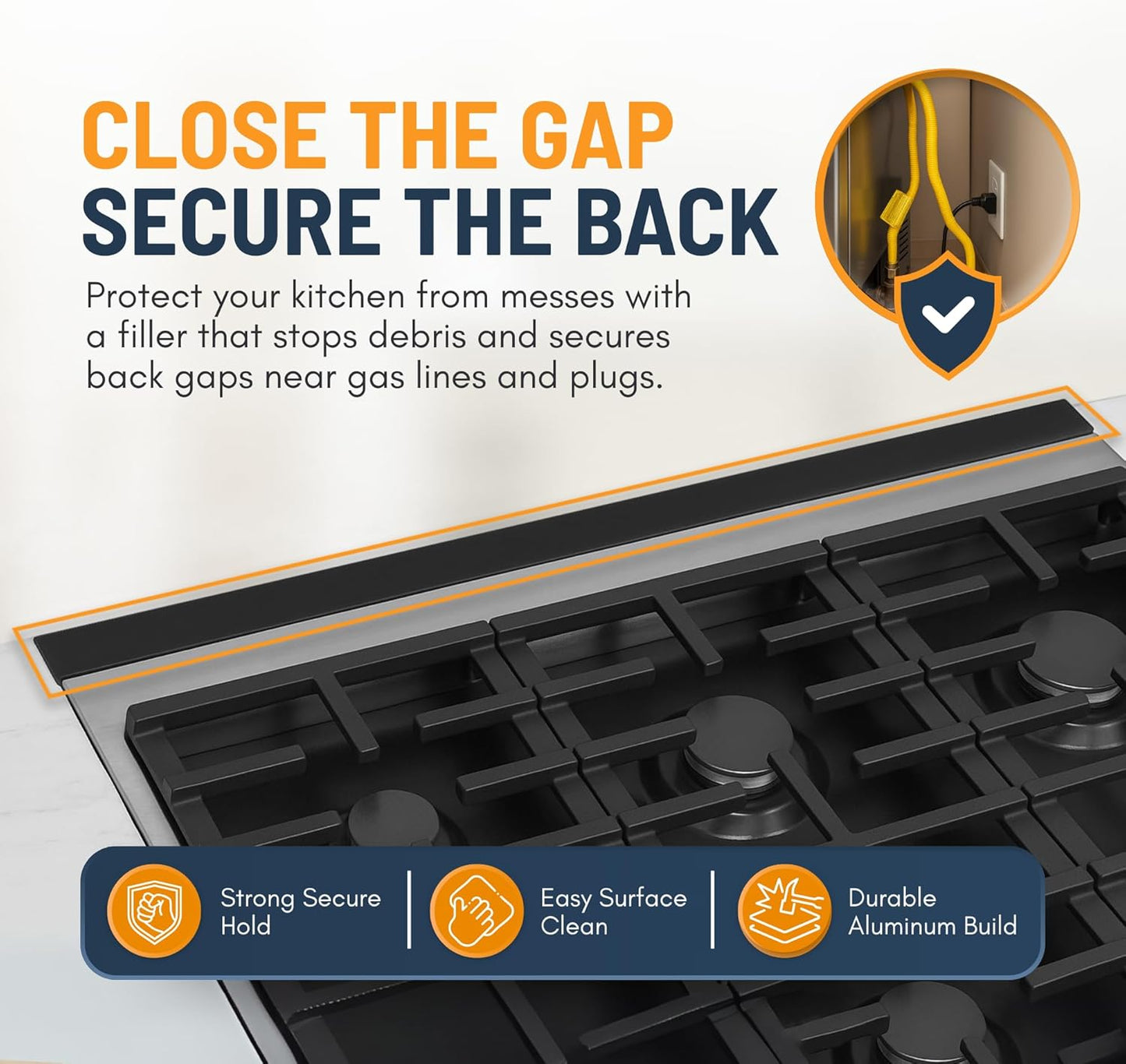 Skiennix Slide-In Range Gap Filler Kit - Universal Stove Gap Cover & Trim for Whirlpool - Black