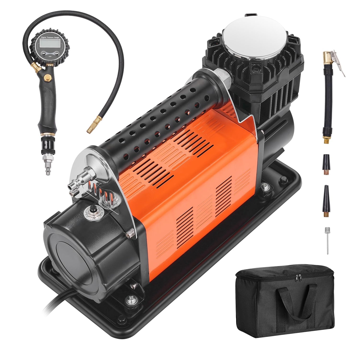VEVOR 12V Heavy Duty Air Compressor - with Digital Pressure Gauge Tire Inflator Kit, 7.06 CFM Portable Tire Inflator, 150PSI Offroad Air Pump with Adapters for Trucks Car SUV 4 x 4 Vehicle RV