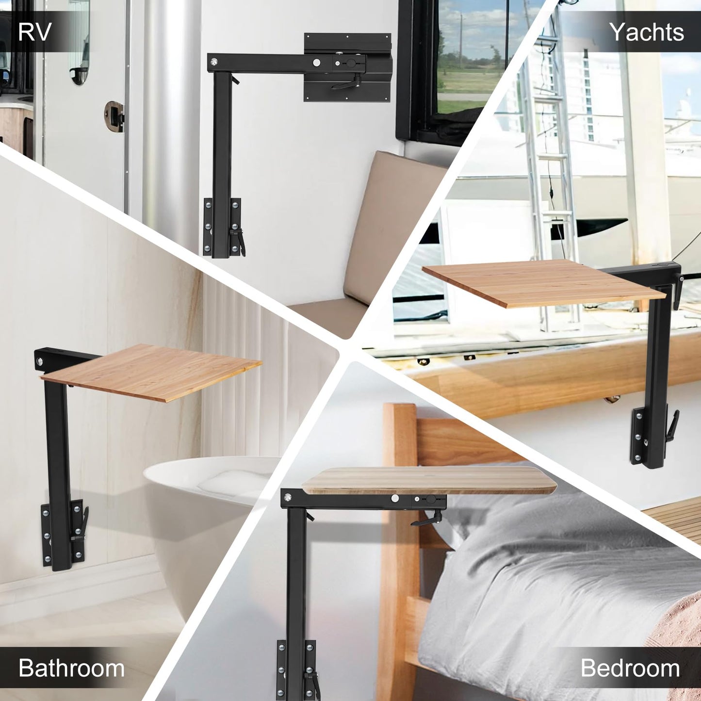 Virego Upgrade Removable RV Table Leg Accessories, 360 Degree Aluminum Alloy RV Adjustable Table Leg, Table Top Adjustable Detachable RV Table Leg for RV Caravan Yachts, 100IBS (Upgrade Black)