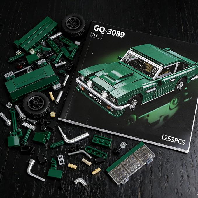 Classic Muscle Sports Racing Car Building Set Expert Icon Model Kit 1253PCS Collectible Display Car Detailed Interior Opening Doors/Trunk/Hood Gift for Adults & 14+