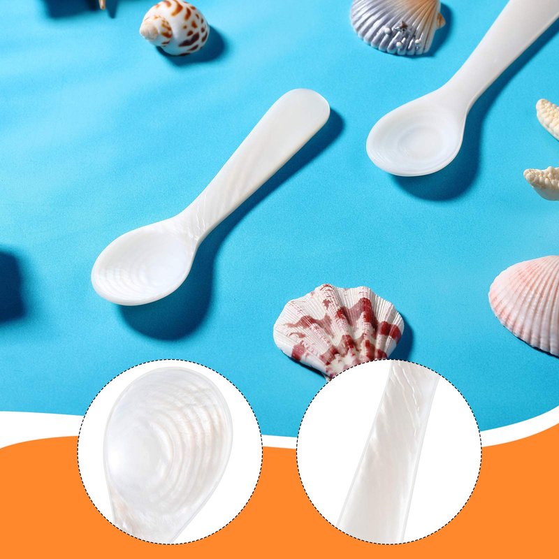 Patelai 40 Pieces Set of Caviar Spoons Mother of Pearl Spoons with Handcraft Round Handle for Caviar, Egg, Ice Cream, Coffee, Kitchen, Restaurant for Serving Caviars (7cm/2.75 Inch)