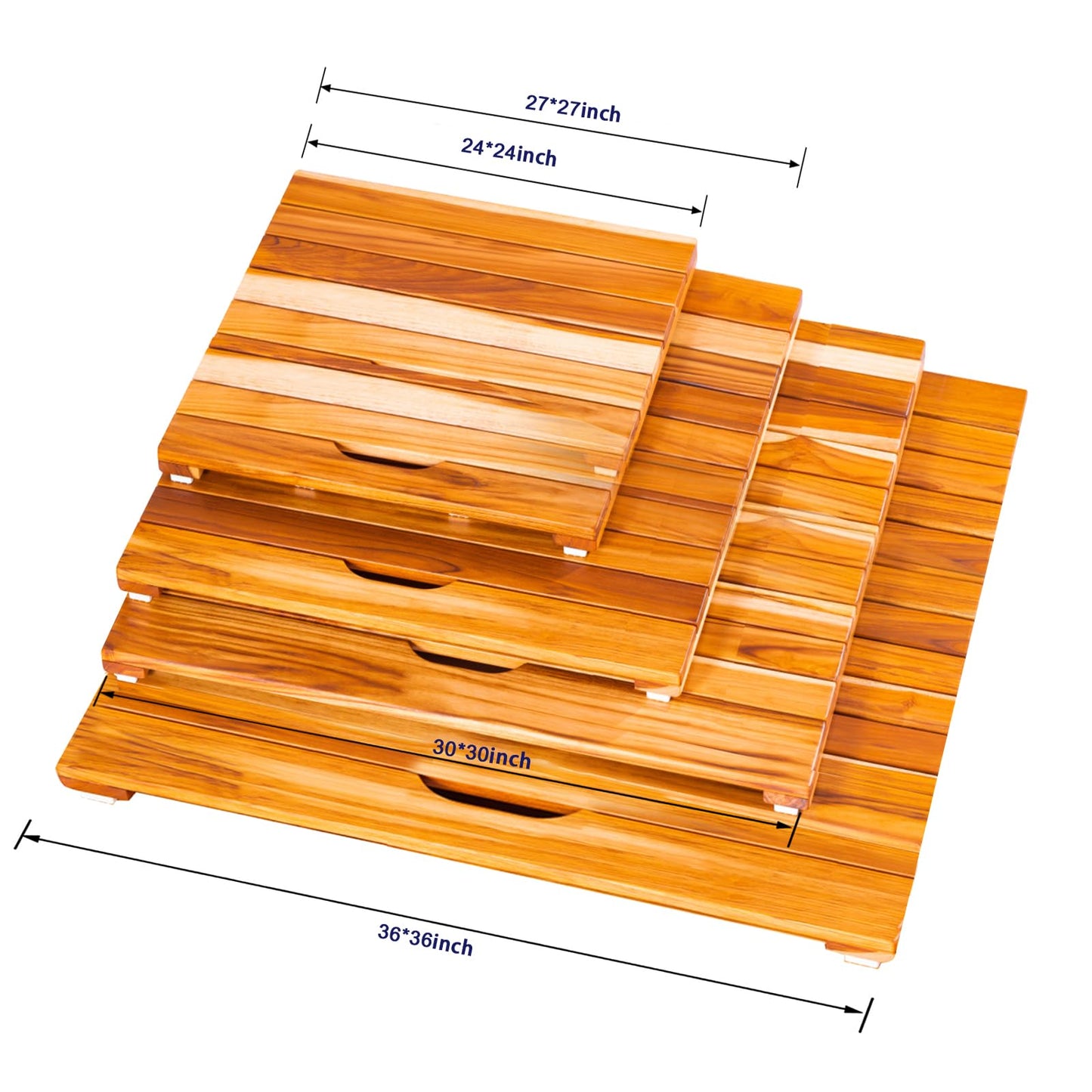 NNN 36" x 36" Teak Shower Mat – Handcrafted, Marine-Grade Reinforced, Supports Up to 400 lbs, Indonesian Teak.