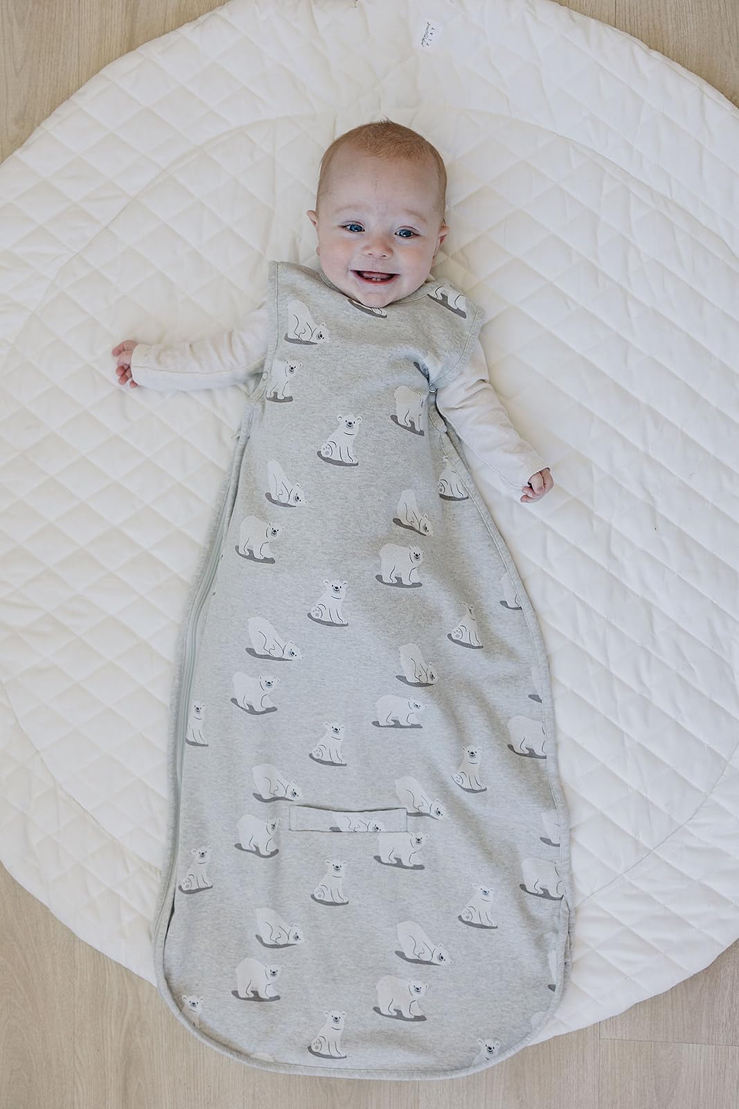 Woolino Merino Wool & Organic Cotton Baby Sleep Sack 2-24 Months – Ultimate 4-Season Baby Sleeping Bag, Universal Size Wearable Blanket, 2-Way Zipper & Adjustable Fit, Year-Round Use - Polar Bear