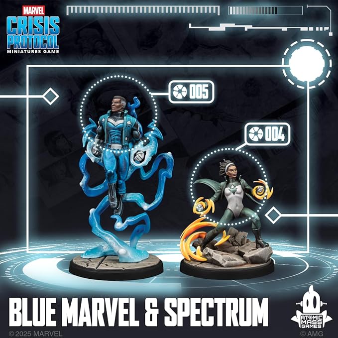 Asmodee Marvel: Crisis Protocol Blue Marvel & Spectrum Character Pack - Features The Mighty Avengers Affiliation & Leadership Ability Tabletop Superhero Game Ages 14+ 2 Players 90 Minute P