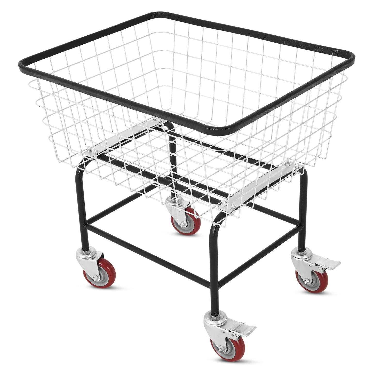 Ultym Extra-Large Rolling Laundry Cart with Wheels Holds 4 Washer Loads, Wire Laundry Basket, Heavy-Duty Steel Storage Basket with Galvanized Finish, for Commercial or Home Laundry