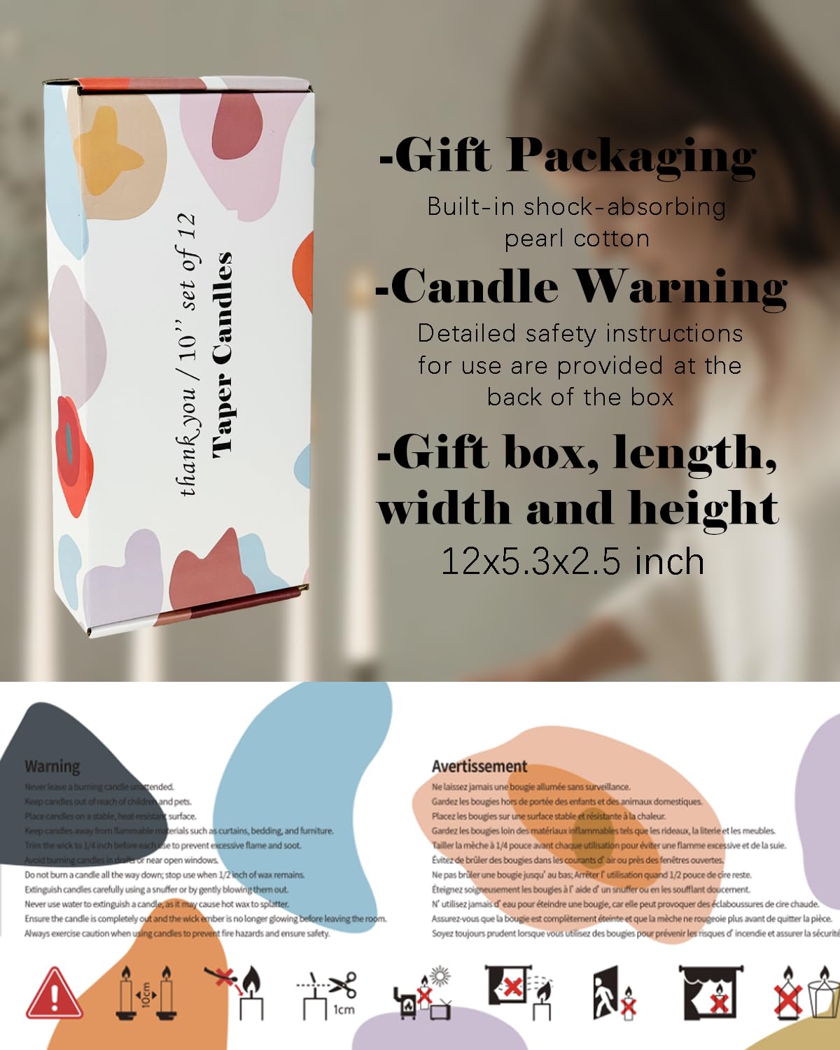 10 Inch Green Taper Candles-Dripless Unscented Spring Tapered Candle Smokeless Candlestick Long Slow Burning 8 Hours Tall Sticks for Christmas Wedding Dinner Parties 12 Pack