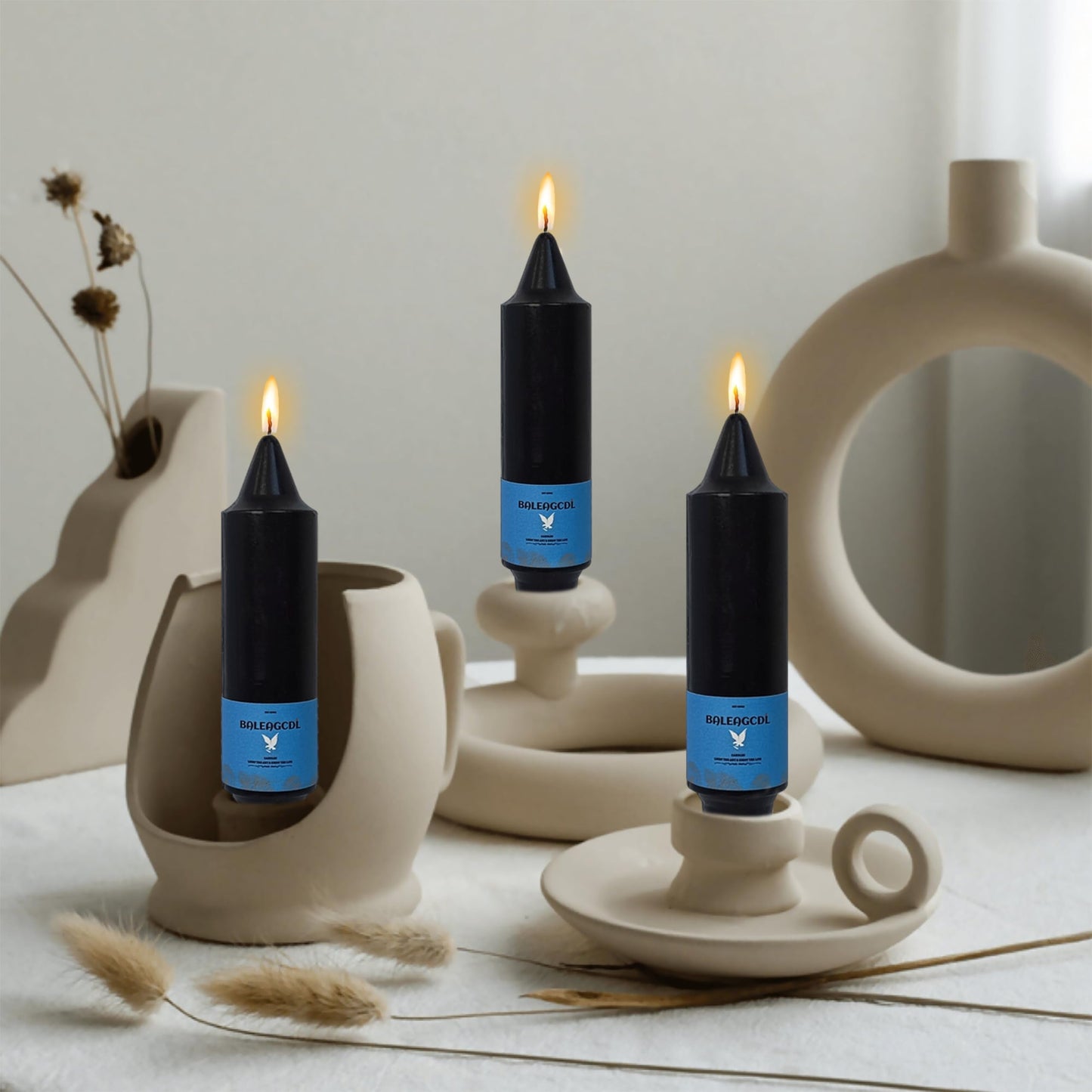 Handmade Unscented Taper Candles Long Lasting Burn Black Candles 5inch Short Candlesticks Elegant Design for Home Décor Weddings Festive Seasons