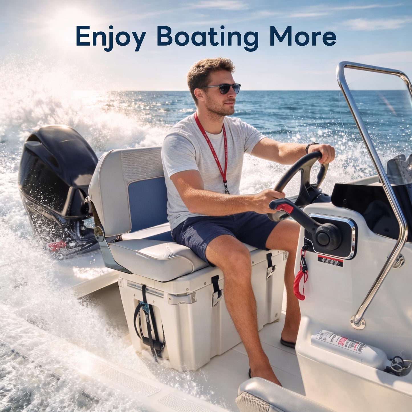 Boat Bench Seat,Low Back Double Folding Boat Seat,Seat for Bass Jon Fishing Boat(Deep Blue&Light Gray)