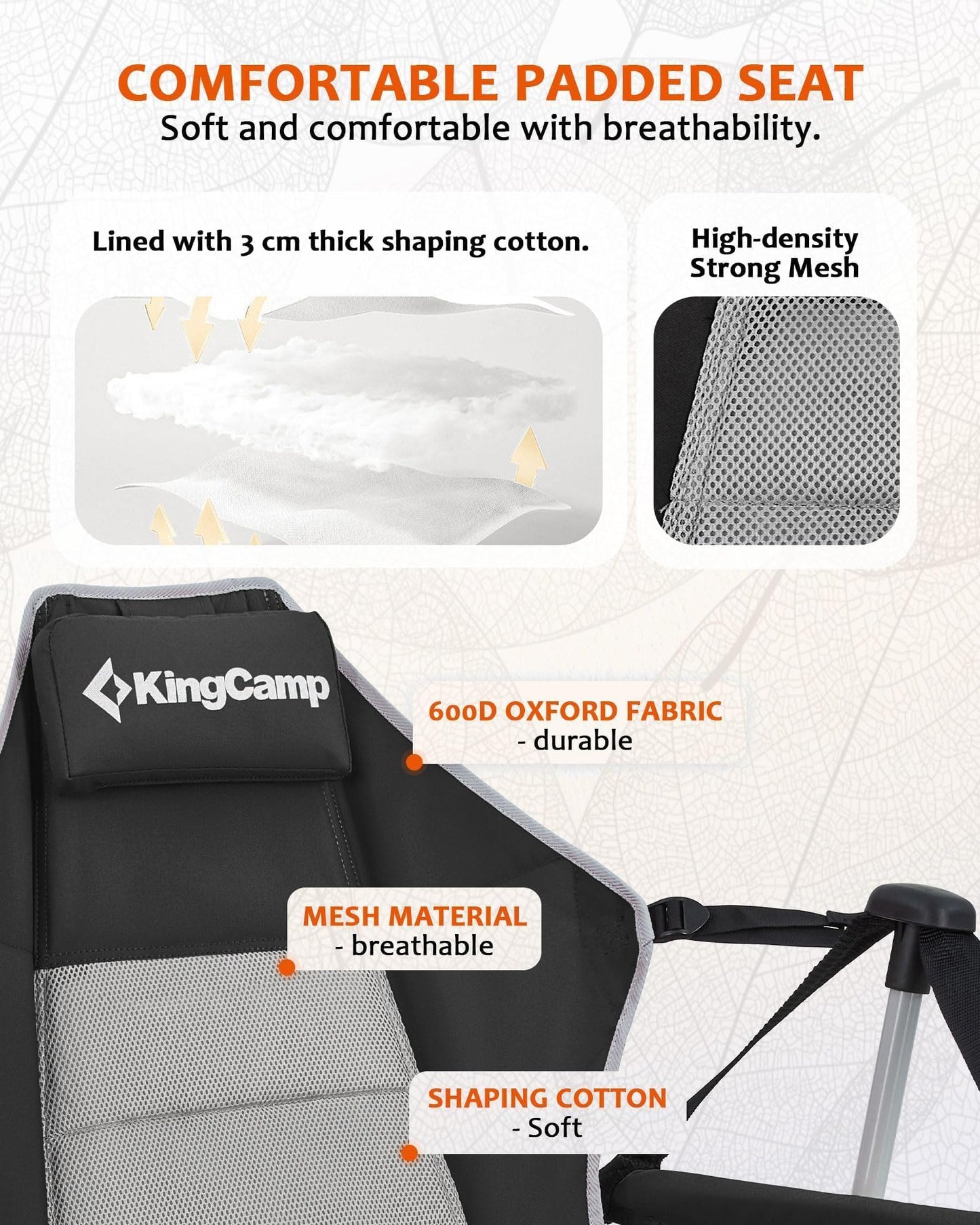 KingCamp Hammock Camping Chair, Swinging Portable Camp Chairs for Adults, 400lbs Heavy Duty Oversized Folding Rocking Chair with Adjustable Recline, Aluminum Alloy Frame for Outdoor Patio Beach Sport