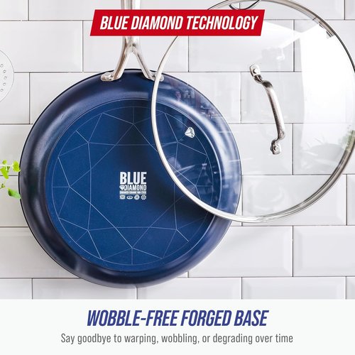 Blue Diamond 12" Nonstick Frying Pan - Diamond Infused Ceramic Skillet, Dishwasher & Oven Safe, Stay Cool Handle