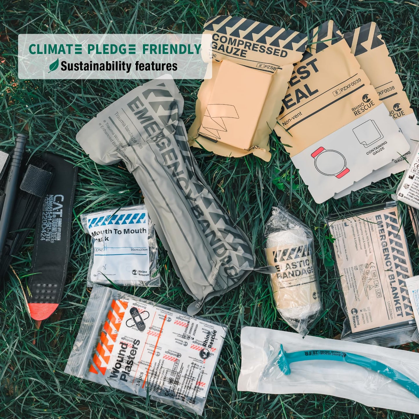 RHINO RESCUE IFAK Trauma Kit with C-A-T Tourniquet, Tactical First Aid Kit Molle Pouch for Military, Combat, Car, Camping, Hiking, Travel (Camo)
