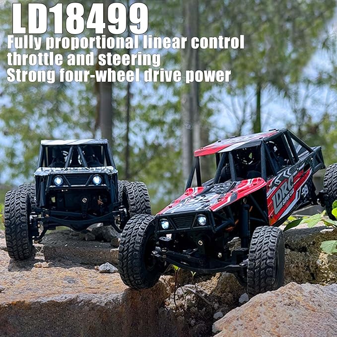 LDRC 18499 Waterproof Rc Climbing Car 1:18 Full Proportion Rc Offroad 4x4 Rc Underwater Crawler Pipe Rack Climbing Vehicle Cars Model RTR (Red)
