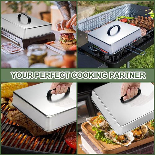 Blackstone Griddle Accessories - Heavy Duty Rectangular Basting Cover & Stainless Steel Melting Dome | Perfect for Flat Top Grill Cooking