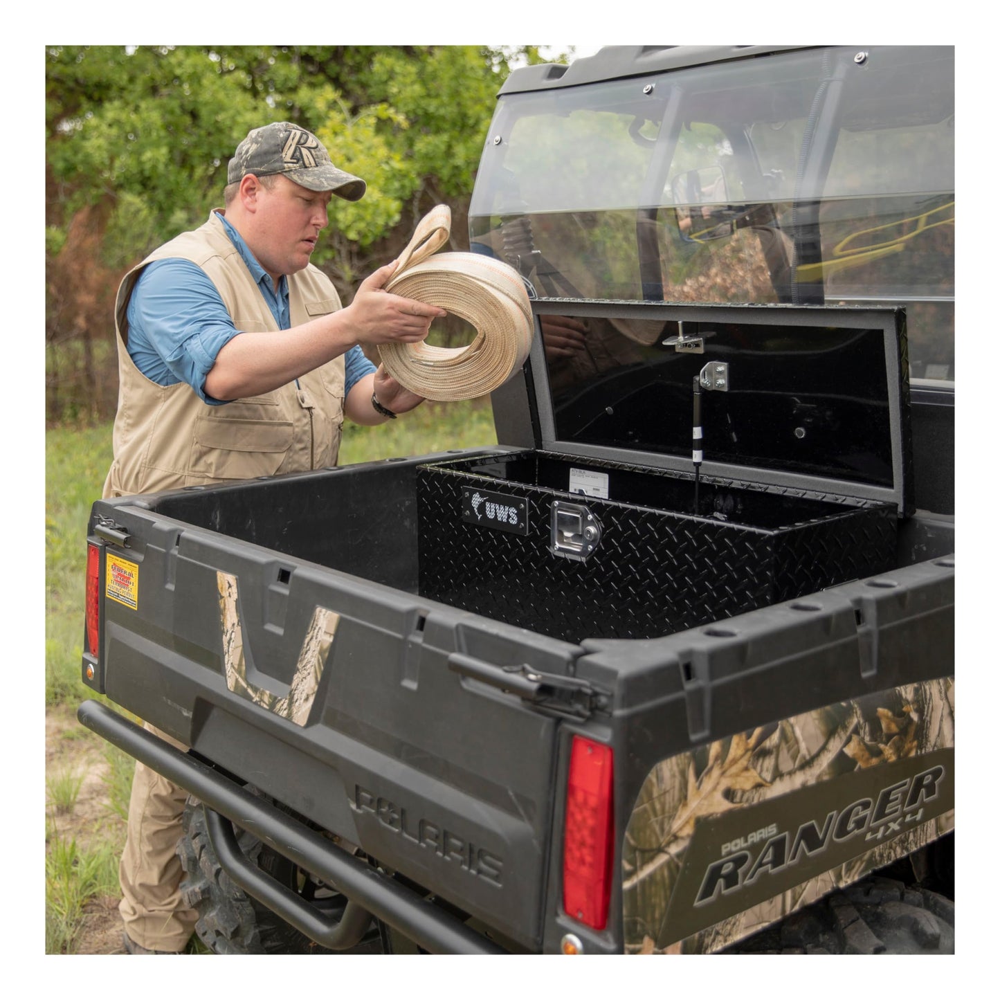 UWS EC20012 32-Inch Gloss Black Heavy-Wall Aluminum ATV Storage Box, RigidCore Lid