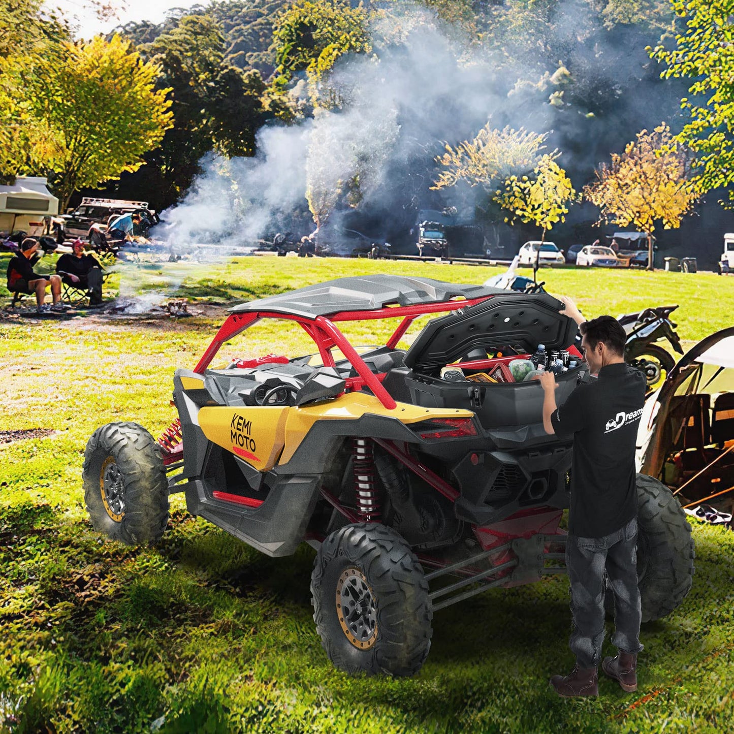 Kemimoto X3 Bed Box, X3 Trunk Storage Box, X3 Max Rear Rack Cargo Box Compatible with Can am Maverick X3, Outlander (Except 6x6), Renegade, OEM Replace #715004778 w/h Mounting Bracket