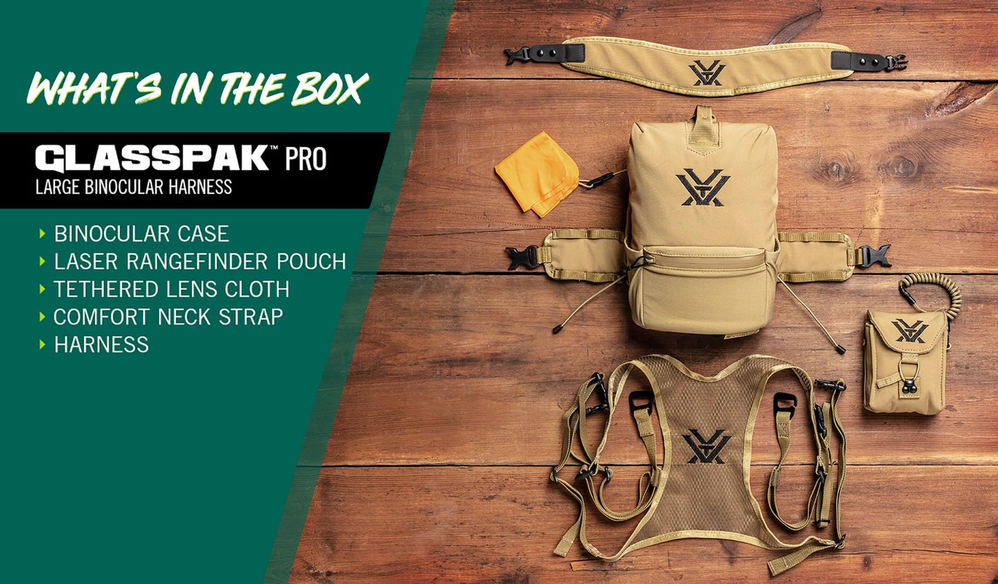 Vortex Optics - GlassPak Pro Binocular Harness Lg Tan (P600-L)