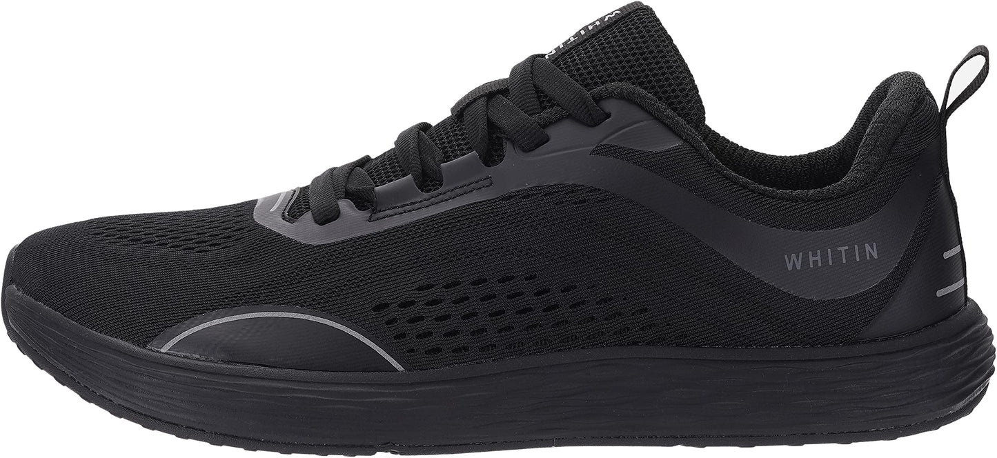 WHITIN Mens Zero Drop Wide Toe Box Road Running Shoes Size 11 Lightweight Sports Workout Comfortable Width Tennis Athletics Outdoor Mesh Male Black 45