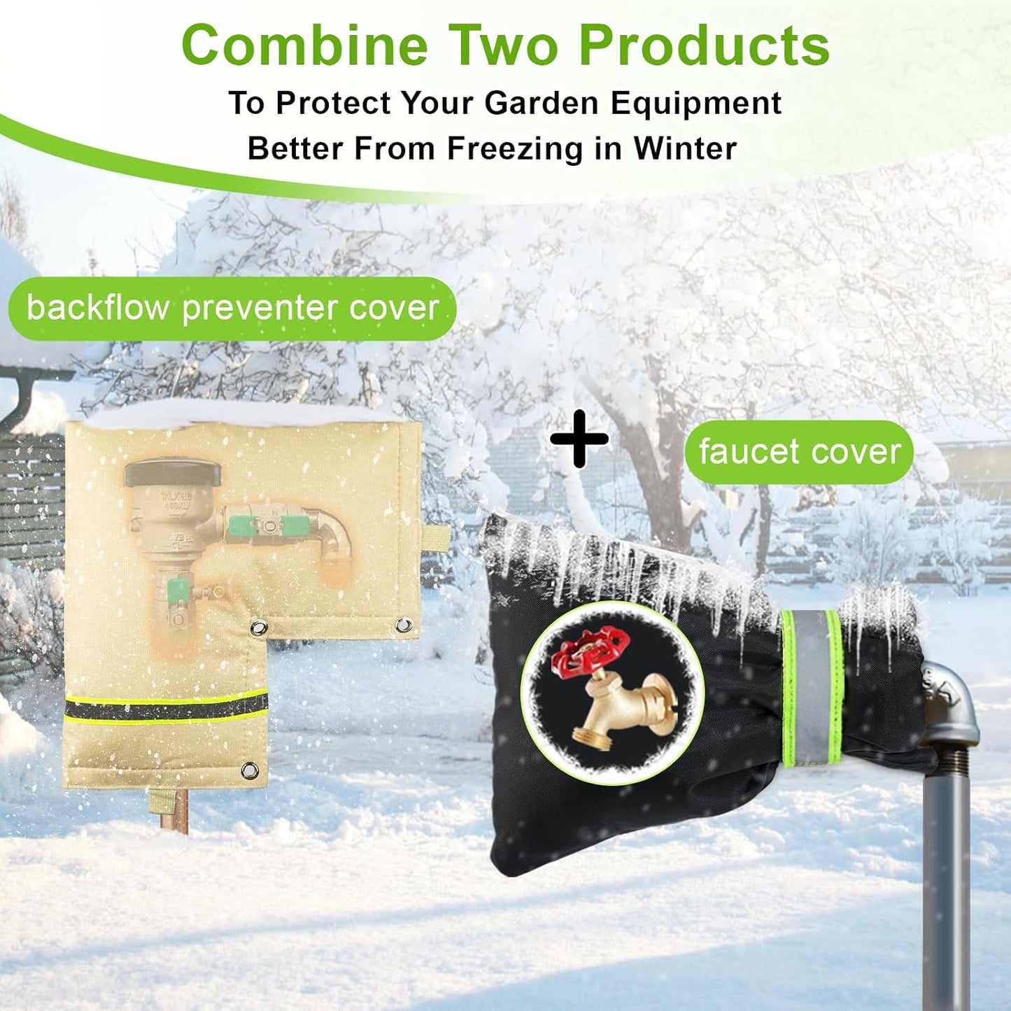 Skiennix Outdoor Backflow Preventer Cover - Insulated Pouch for Freeze Protection | Beige, 14”W X 13”H