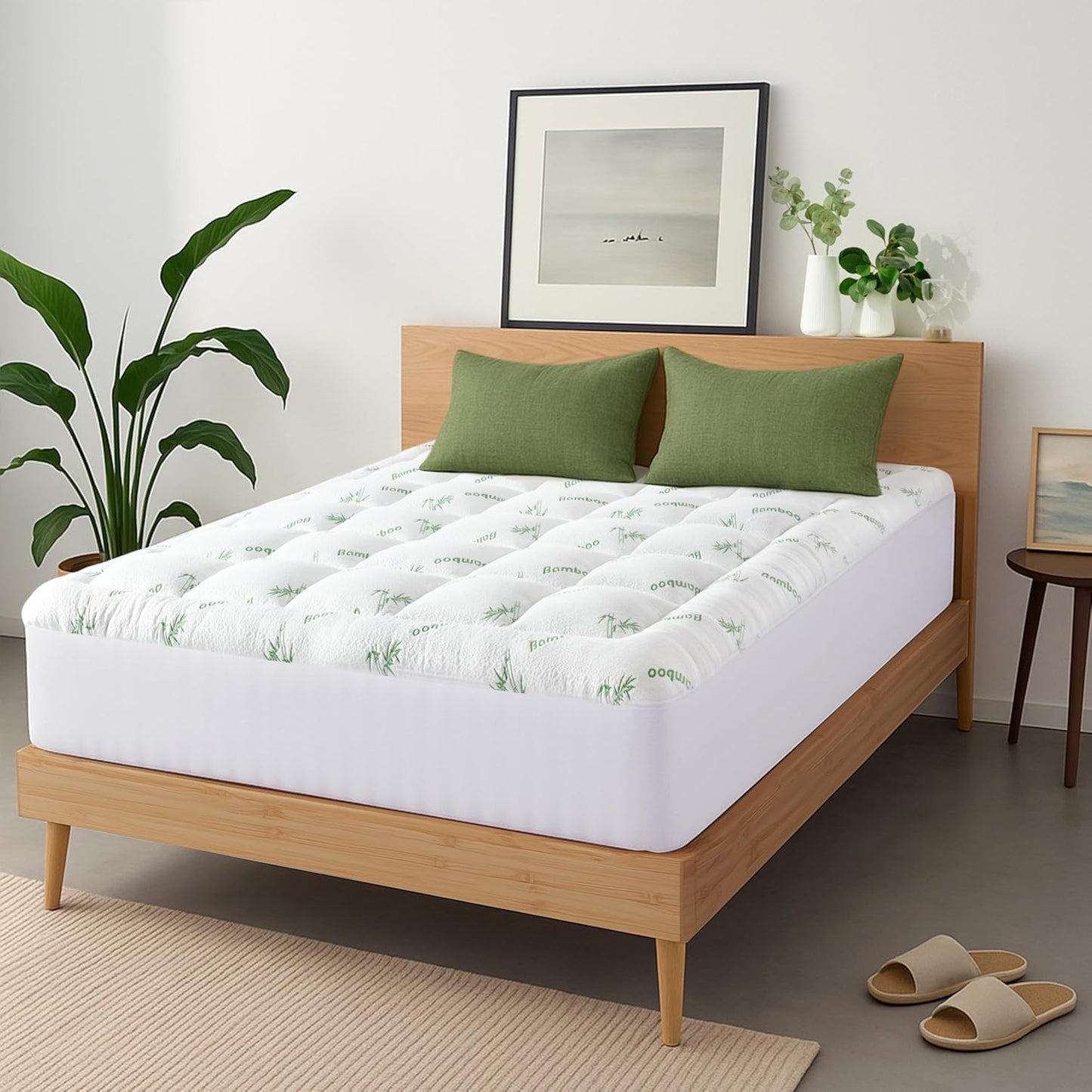 Niagara Sleep Solution Ultra Soft King Size Mattress Topper - Bamboo Viscose Pillow Top for Back Pain Relief | Naturally Cooling, Sage
