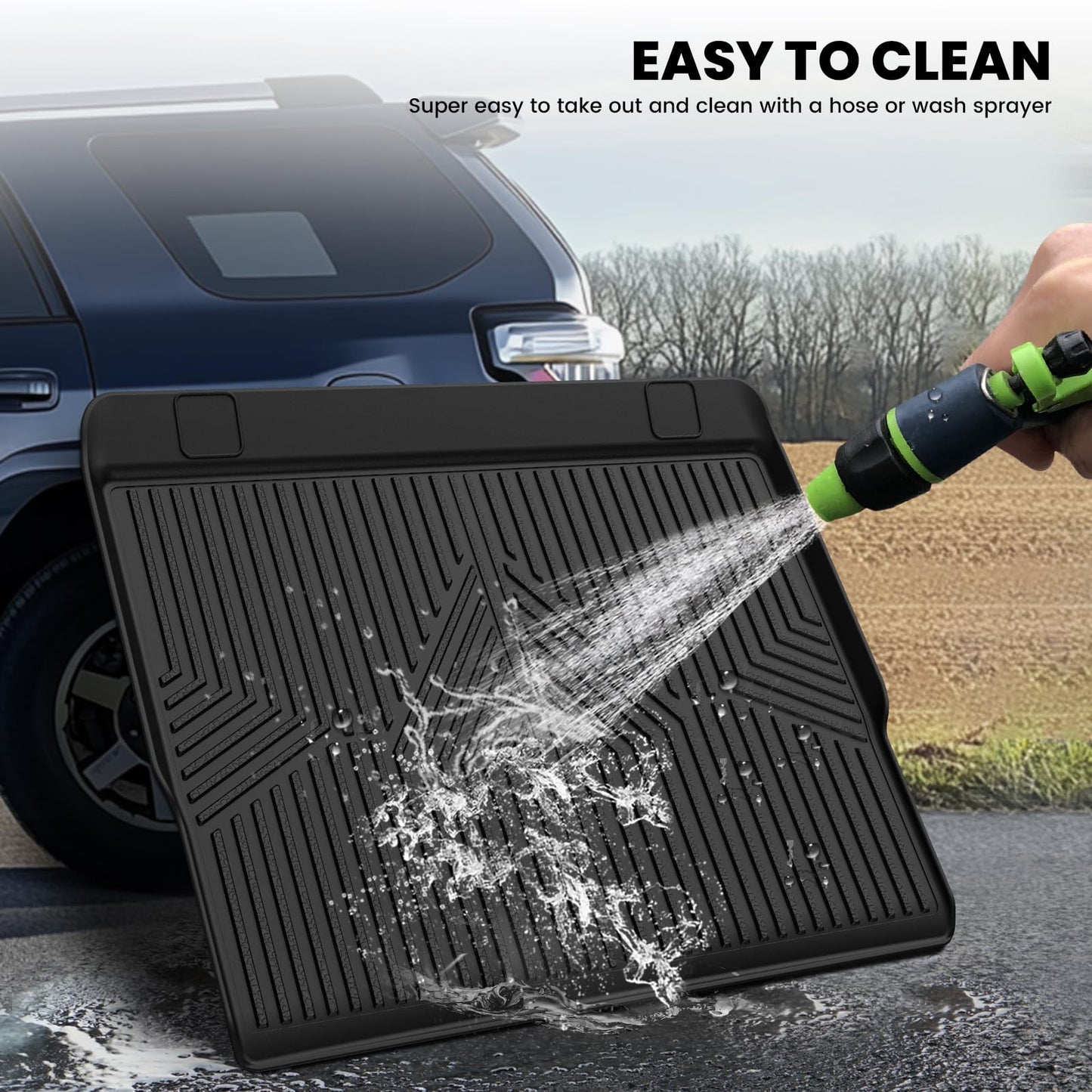 LASFIT Cargo Mat for Toyota 4Runner 2010-2024 (Only Fit 5-Seats) Back Seat Protector for 5th gen 4Runner Seater Accessories (Fit W/O Sliding Cargo Tray, Rear Backrest Mats+Rear Trunk Mat)