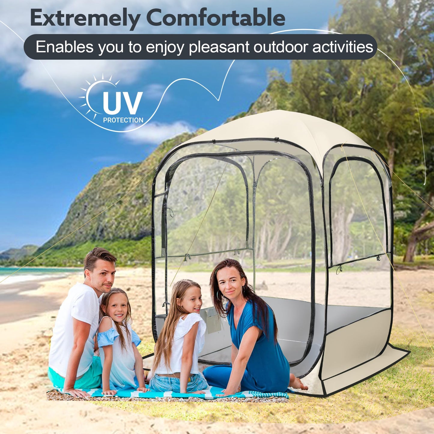 Outdoor All Weather Pop Up Sport Tent, 51×51×67 in, 1-3 Person Instant Tent Shelter,Rainproof Camping Sun Shelter Coldproof & Windproof Spacious Interior with Outdoor Camping Activities Fishing