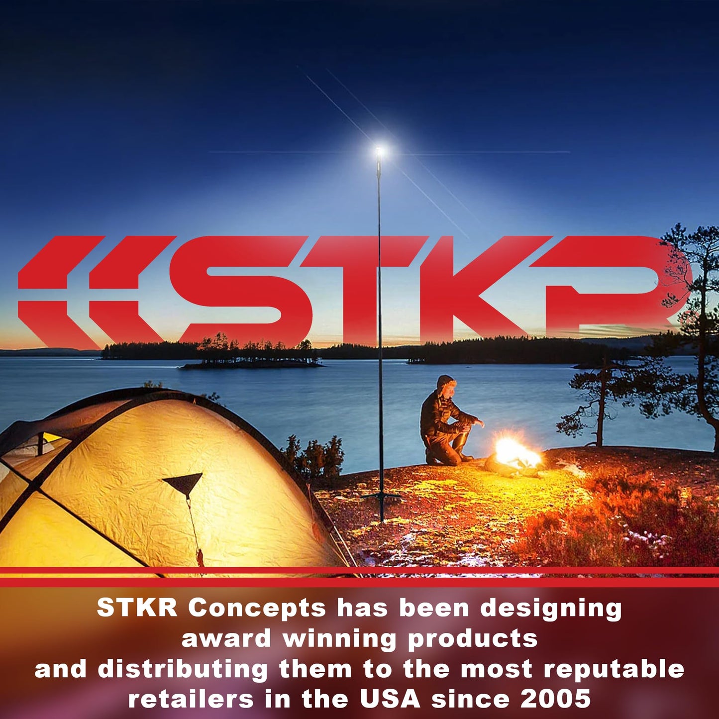 STKR Concepts FLI PRO Telescoping Area Light - 8 Foot extention + Removable Flashlight, Black, (12679)