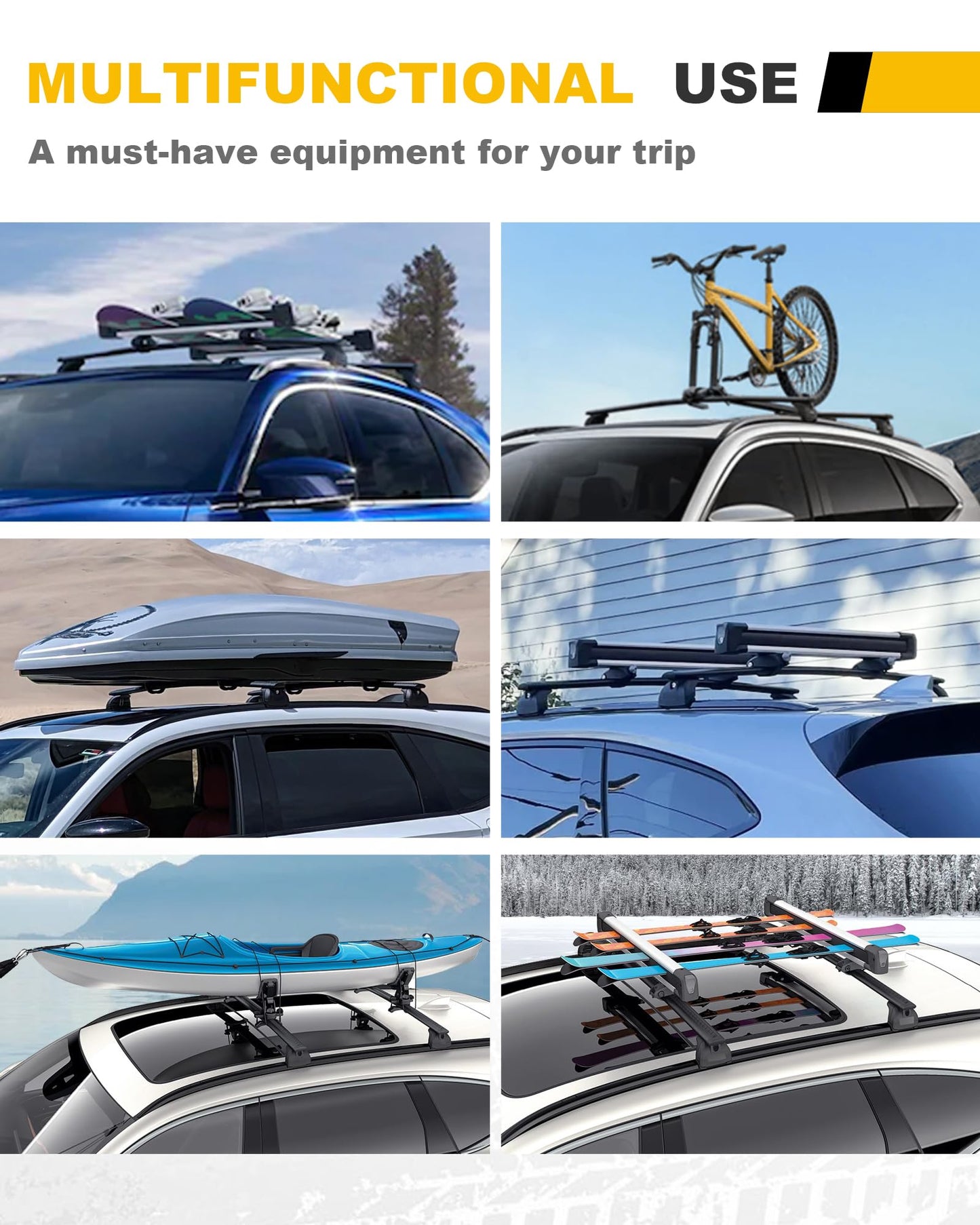 EZREXPM 330LBS Cross Bars Roof Rack Fit for 2021-2026 Chevrolet Tahoe, GMC Yukon & Yukon XL, Chevrolet Suburban, Cadillac Escalade ESV Lockable Crossbars Carrier Cargo Bar Luaggage Rack Accessories