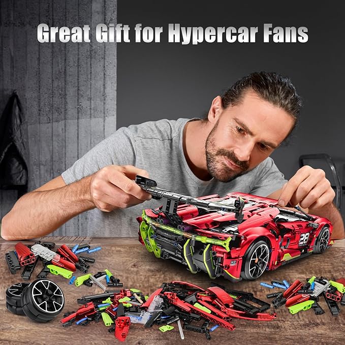 Remote Control Super Car Building Kits 1835PCS Technique Plated Race Car Building Set for Adults Men Teens - with 5 Fast Motors Electric Height Adjustment & Drift Spin Wheels