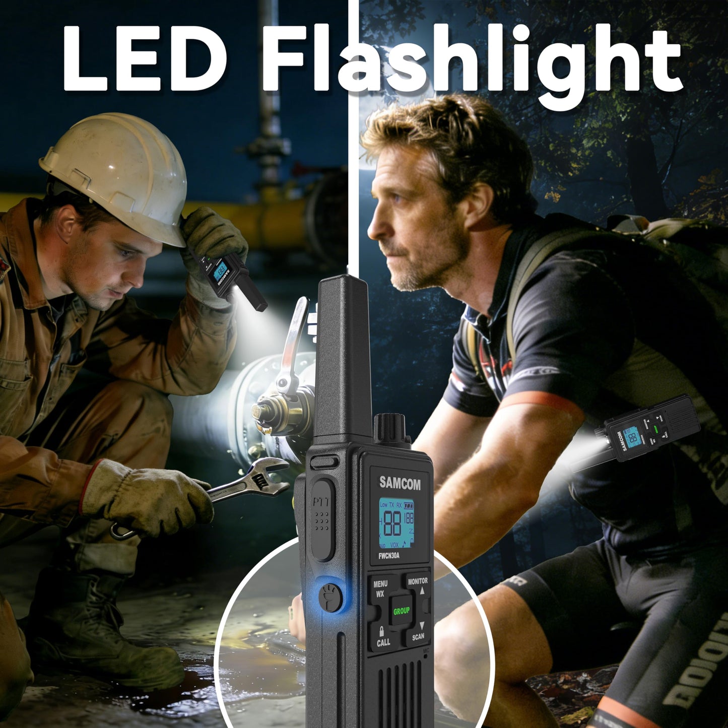 FRS Walkie Talkies Long Range for Adults,Rechargeable FWCN30A Radios with NOAA Family 2 Way Radio with Earpiece 1250mAh Flashlight USB for Camping Hiking Cruise,4Pack