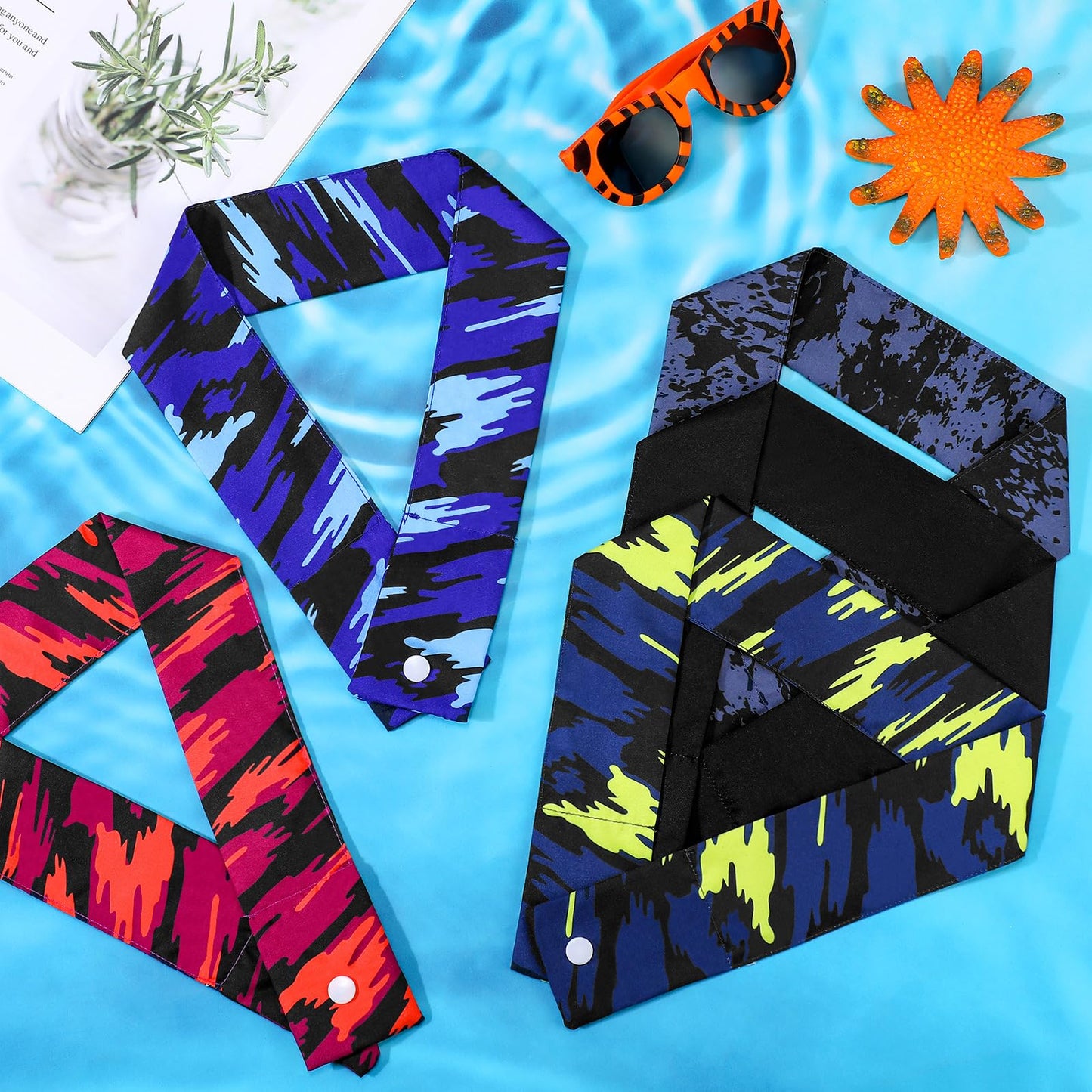 Tarpop 240 Pieces Cooling Neck Wraps Bulk Camo Ice Cooling Bandana Reusable Cooler Scarf Tube for Hot Weather Outdoor Fishing Running