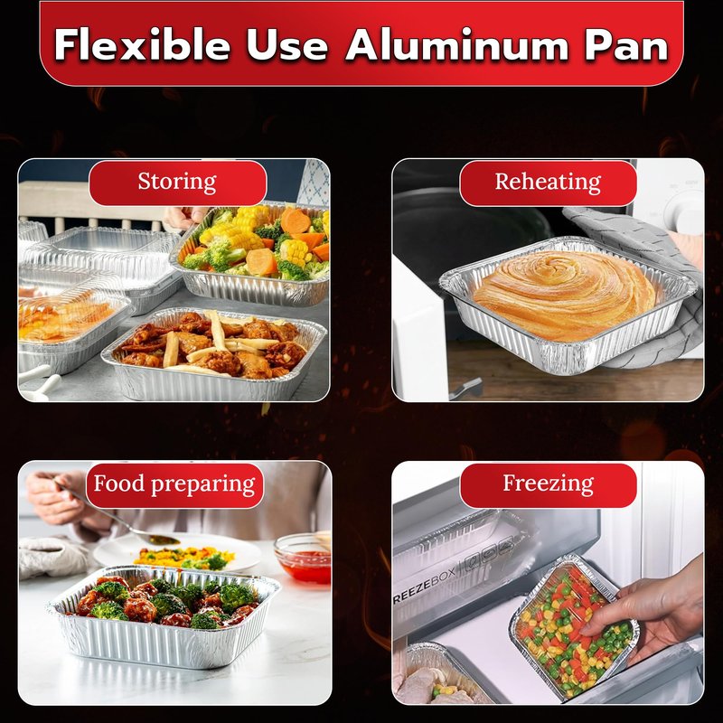 Inaloon 8x8 Aluminium Foil Pans – 30 Pack Disposable Aluminium Pans for Baking, Roasting, Cooking, Meal Prep & Food Storage