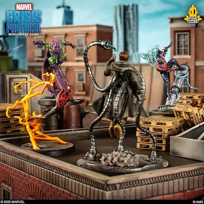 Asmodee Marvel: Crisis Protocol Prowler Spider-Man 2099 & Ultimate Spider-Man Character Pack - Tabletop Superhero Game Ages 14+ 2 Players 90 Min Playtime