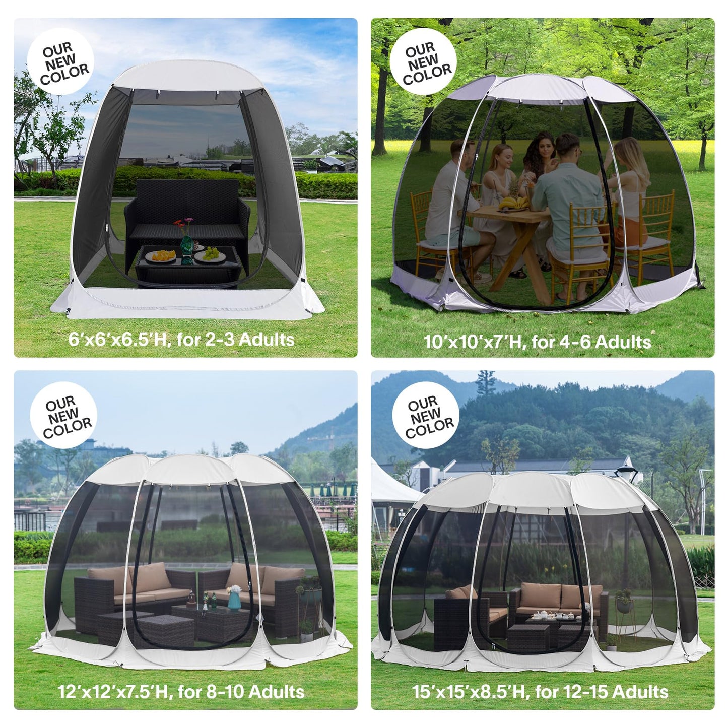 Alvantor 6'x 6' Pop Up Screen House Tent, Instant Outdoor Gazebo with Mosquito Netting & UPF 50+ Sun Protection, Portable Canopy Shelter for Patio, Backyard, Camping (Fits 2-3 Adults),Gray