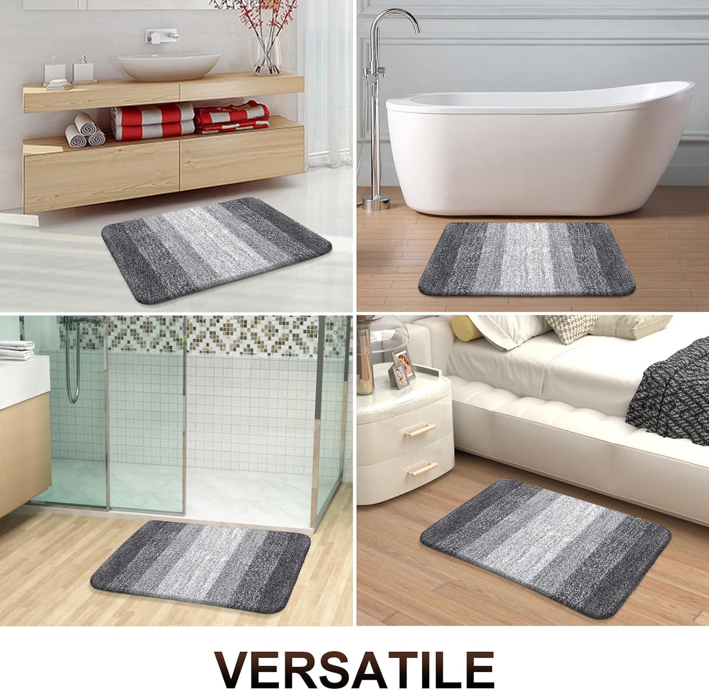 OLANLY Large Bathroom Rugs - Extra Soft Microfiber Mat 44x32 | Quick Dry, Machine Washable, Grey
