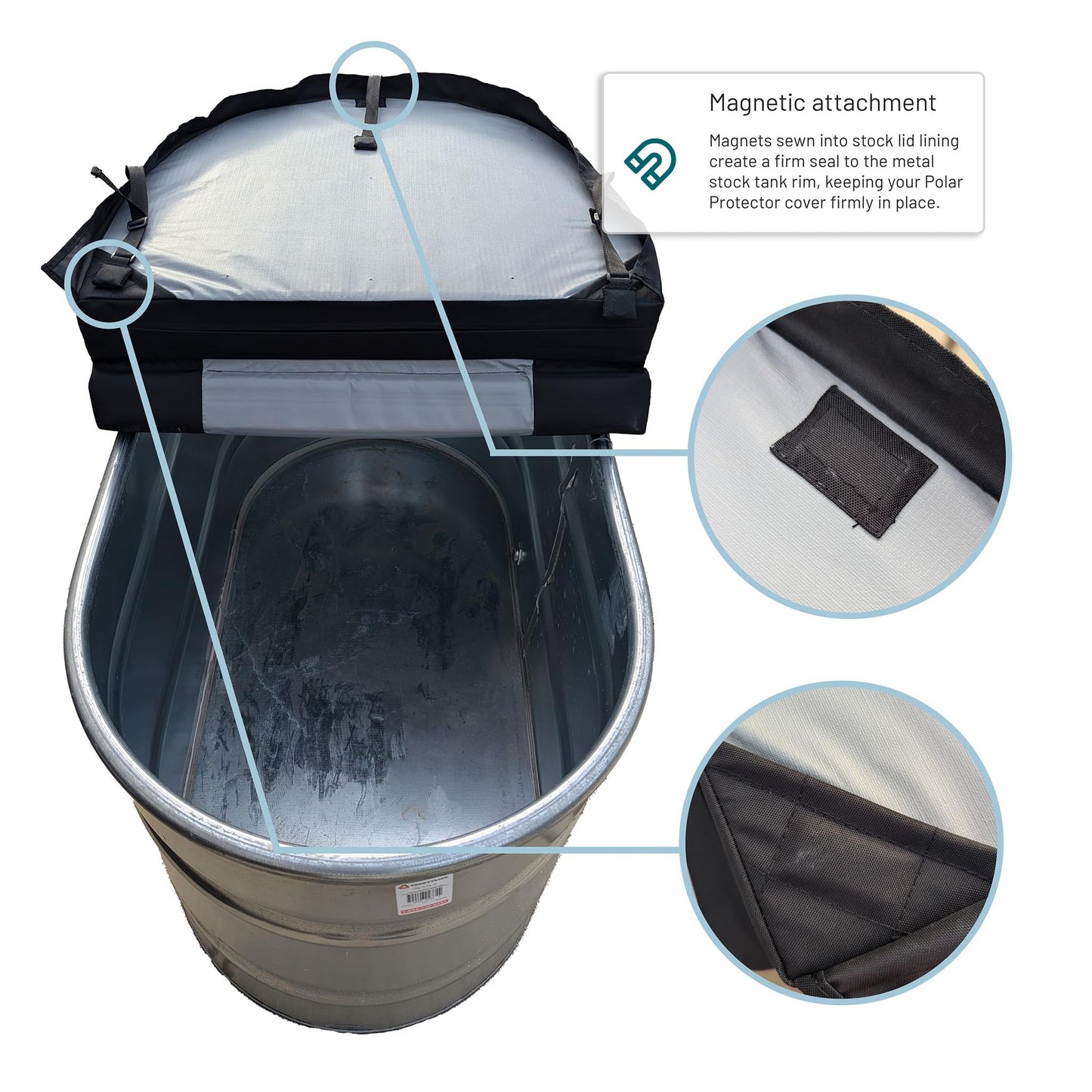 Polar Protector 2×2×6 Insulated Hard Cover for Galvanized Stock Tanks – Magnetic & Hinged Lid Design for Cold Plunge