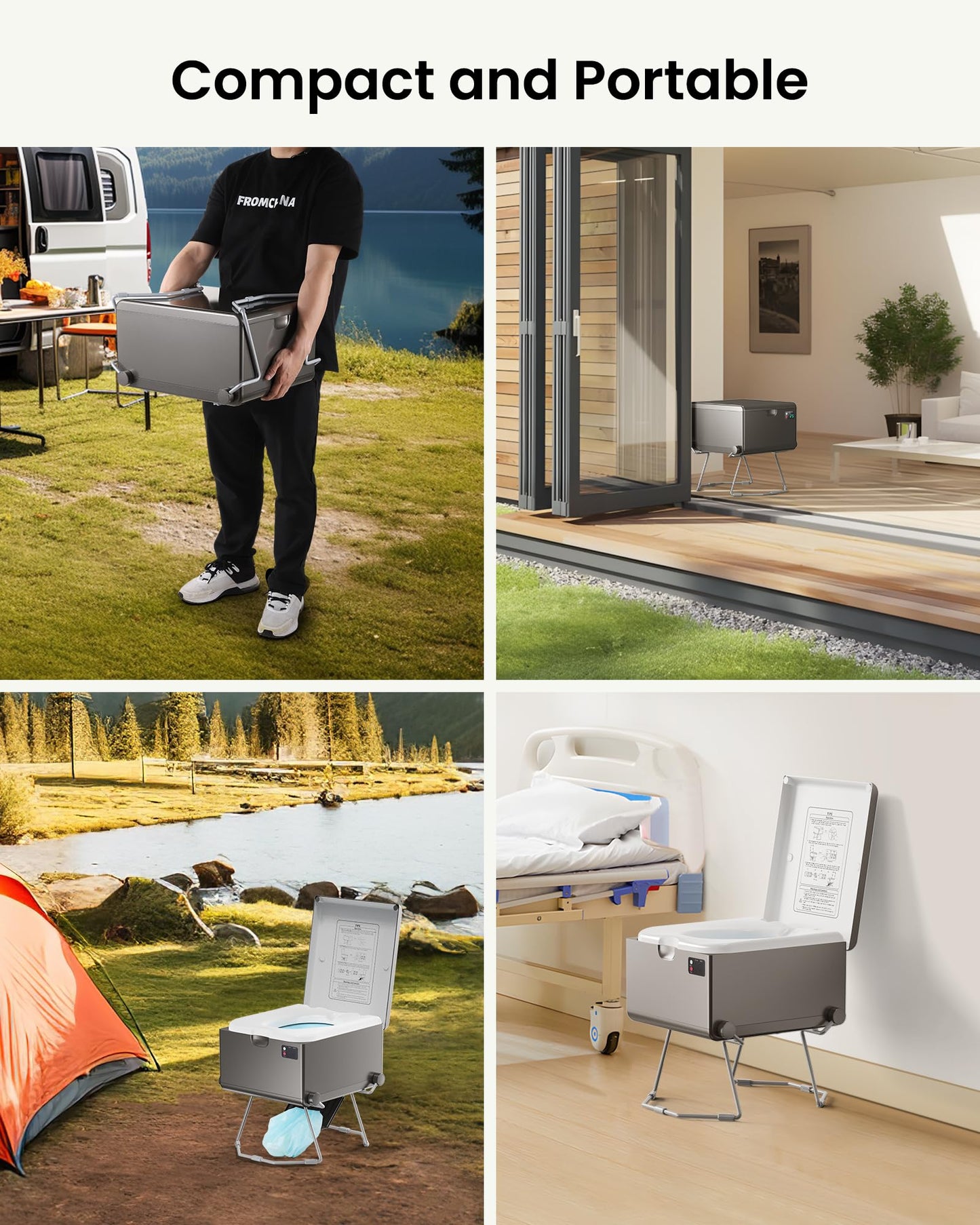 Modiwell Dry Flush Toilet – Waterless, Odorless, Self-Contained | Rechargeable Portable Toilet for RVs, Van, Boat, Tiny House, Off-Grid | Easier to Use Than Composting or Incinerator Toilets