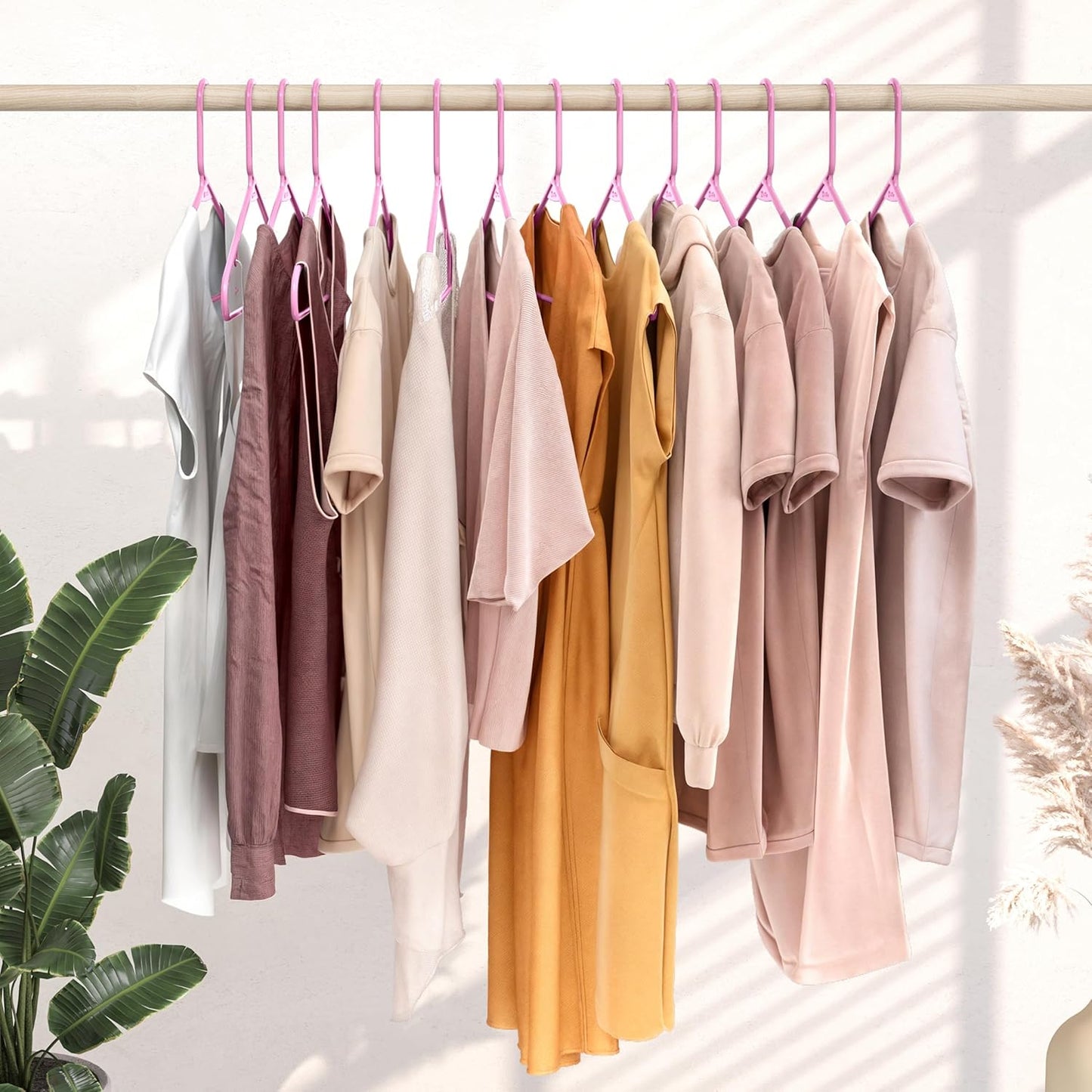 Plastic Hangers 20 Pack - Pink Clothes Hangers for Space-Saving Closet Organization | Perfect for Coats & Apparel