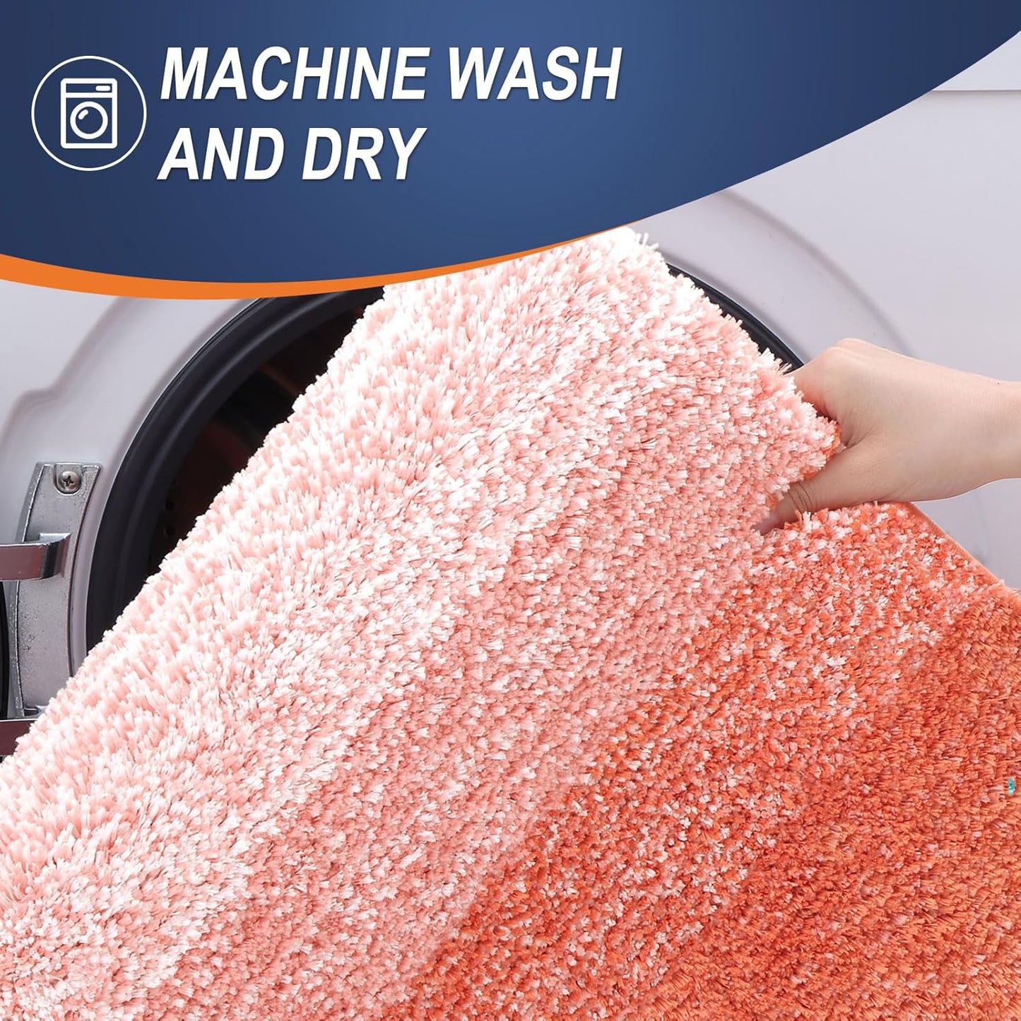 OLANLY Large Bath Rugs - Extra Soft Microfiber, Quick Dry, Machine Washable | 50x30 Inches, Coral Color