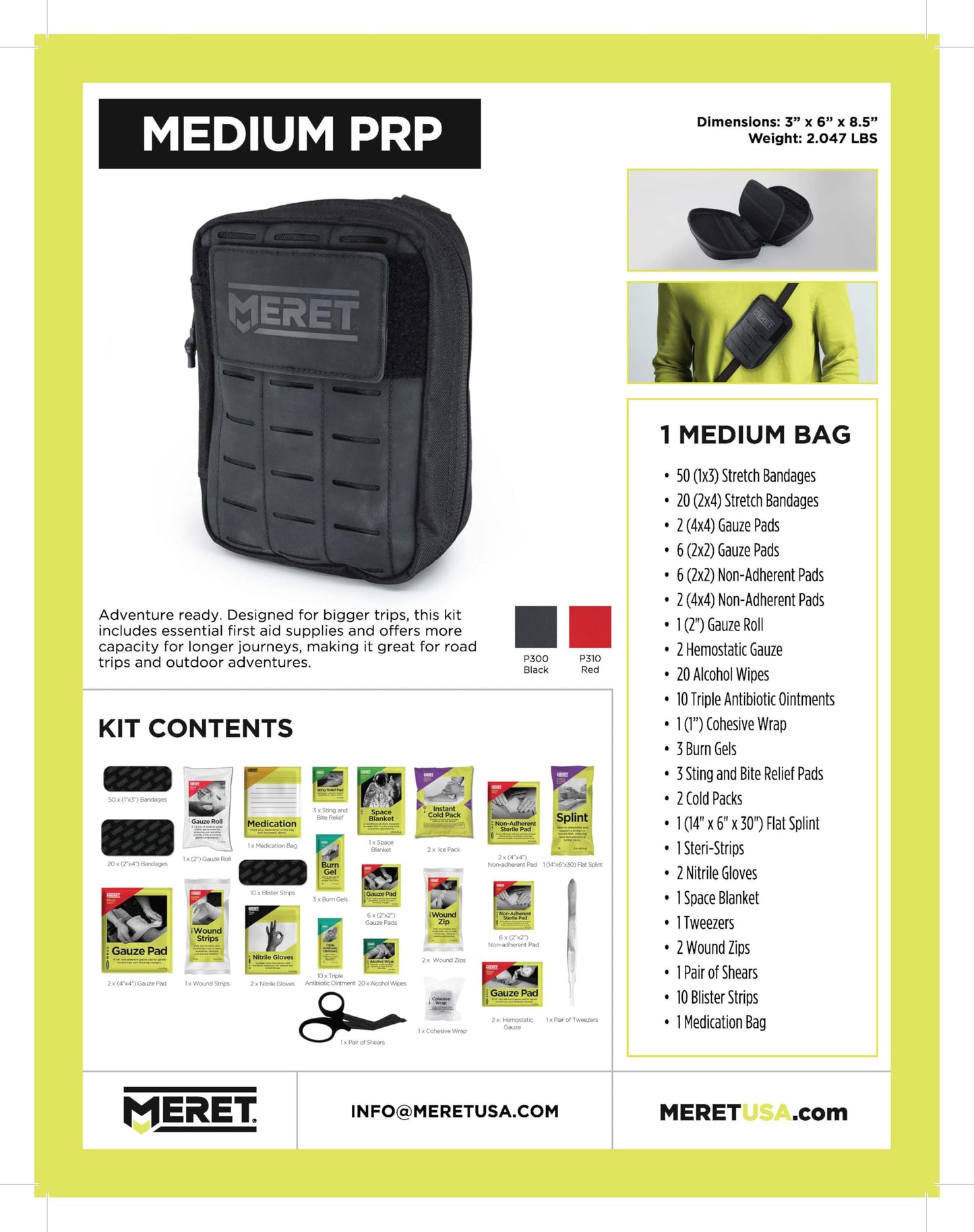 MERET Personal Response Pack | Bag with Modular Organizer, MOLLE Panel, Durable Material, Travel, Hiking, Camping, Preparedness | Medium, Black | Empty Bag