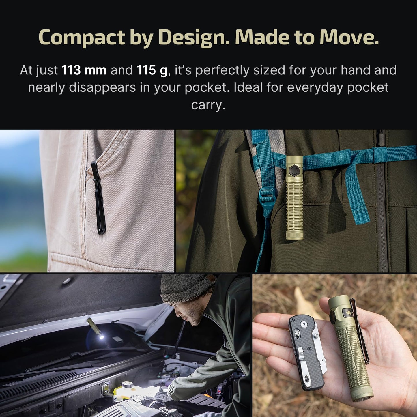 OLIGHT BatonUltra EDC Flashlight Rechargeable, 1800-Lumen 6 Modes Pocket Light with Pure White Light, USB C Bright LED Flashlights with Magnetic Tail Switch for Home Use, Camping, Outdoor(Olive Green)